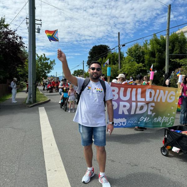 Ashutosh Mishra participates in the Nanaimo Pride Parade.