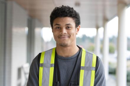 Mike de Vries portrait photo wearing an electrical vest